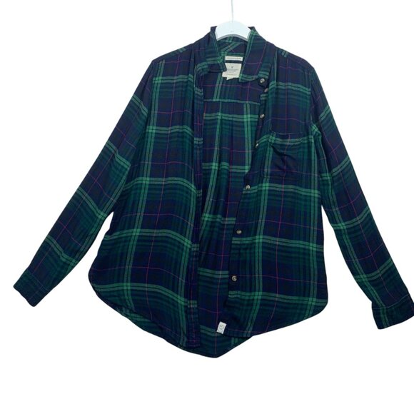 American Eagle Boyfriend Fit Women's plaid  Shirt Sz 100% Coton - Picture 7 of 16